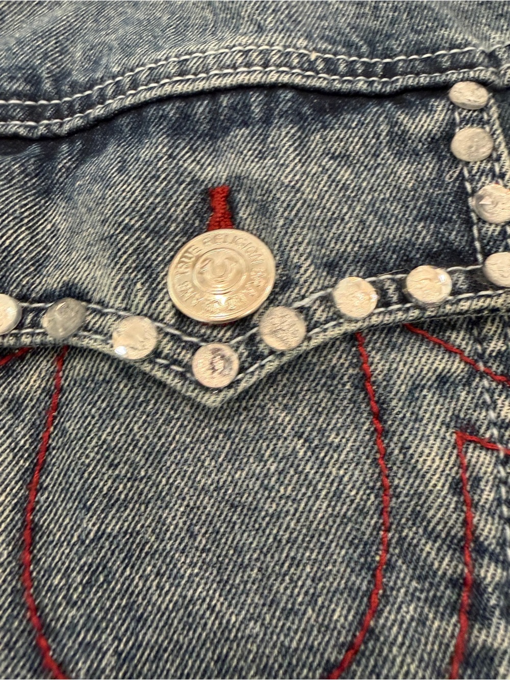 True Religion Jesse Trucker Denim Jacket with Stud Detail Large - Picture 6 of 11